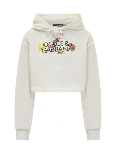 Shop Dolce & Gabbana White Cotton Sweatshirt