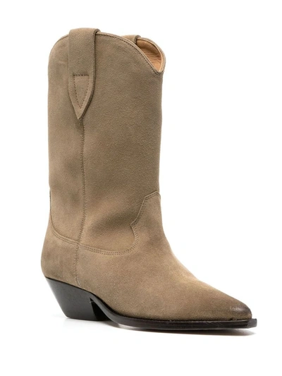 Shop Isabel Marant Duerto Leather Ankle Boots In Dove Grey