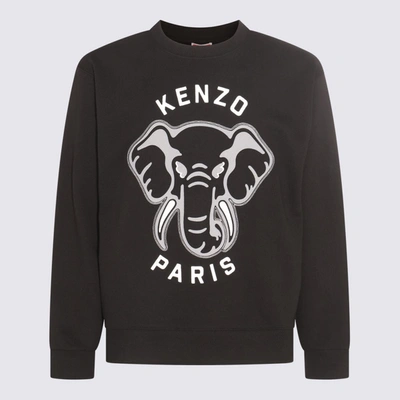 Shop Kenzo Black, White And Grey Cotton Varsity Jungle Sweatshirt