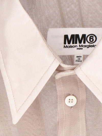 Shop Mm6 Maison Margiela See-through Shirt In Beige