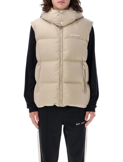Shop Palm Angels Classic Track Hoodie Vest In Beige