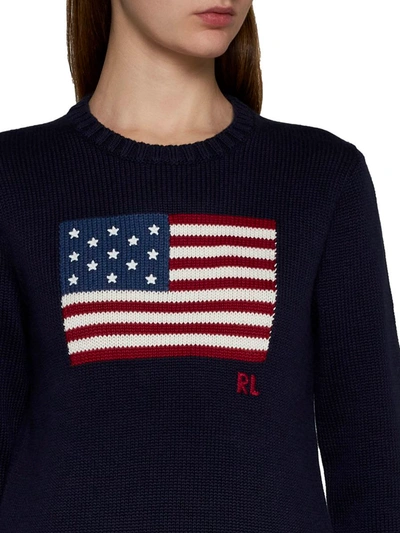 Shop Polo Ralph Lauren Cotton Jersey With Flag In Navy Blue