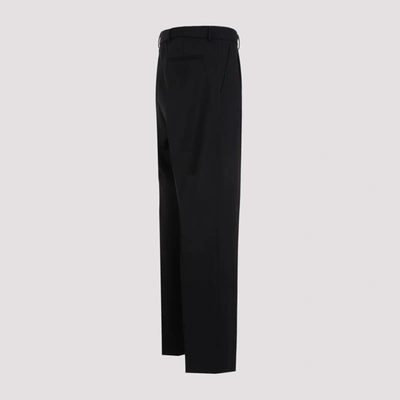 Shop Prada Belted Wool Straight-leg Trousers In Nero