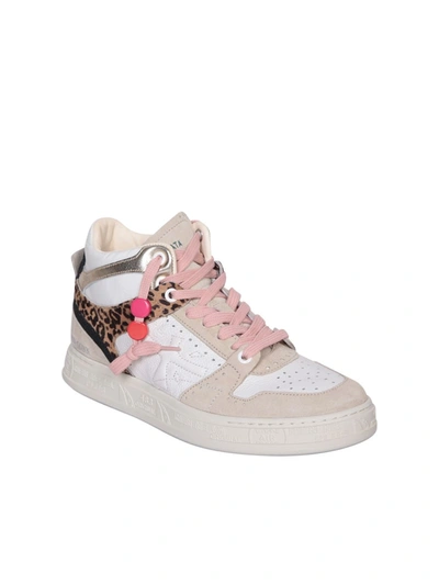 Premiata Midquinnd Leopard/white Sneakers In White