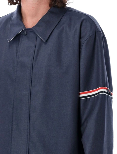 Shop Thom Browne Relaxed Zip Front Jacket In Deep Blue
