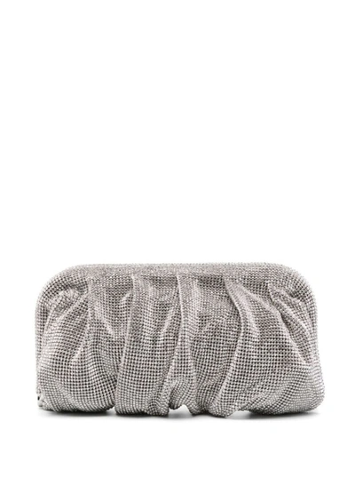 Shop Benedetta Bruzziches 'venus La Grande' Silver Clutch Bag In Fabric With Allover Crystals Woman In Grey
