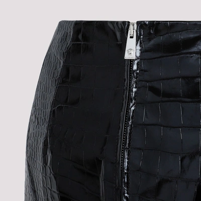 Shop Versace Midi Skirt With Crocodile Effect In Black