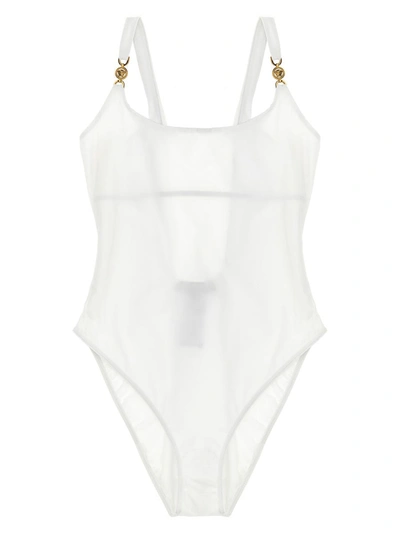 Shop Versace 'greca' One-piece Swimsuit In White