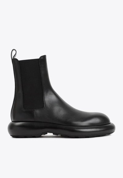 Shop Jil Sander Chelsea Ankle Boots In Calf Leather In Black