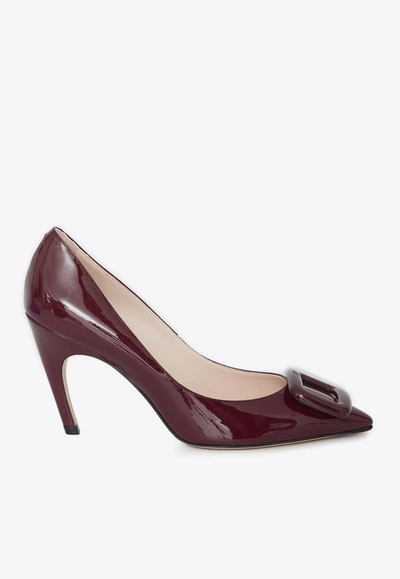 Shop Roger Vivier Choc Buckle 85 Patent Leather Pumps In Red