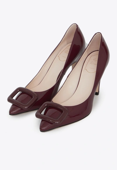 Shop Roger Vivier Choc Buckle 85 Patent Leather Pumps In Red