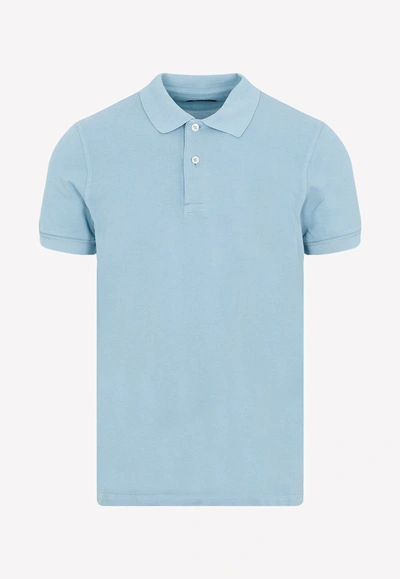 Tom Ford Cotton Pique Polo Shirt In Blue