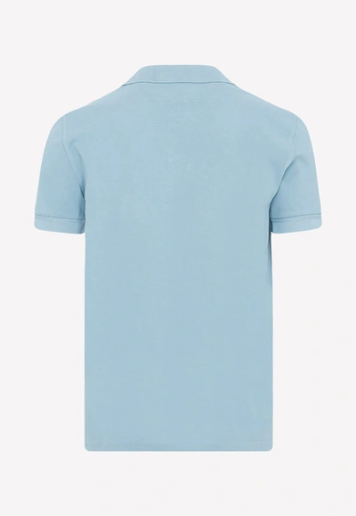 Tom Ford Cotton Pique Polo Shirt In Blue