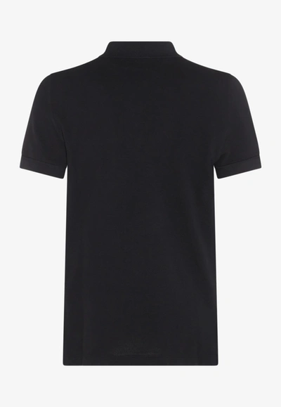 Tom Ford Logo Embroidery Cotton Polo Shirt In Black