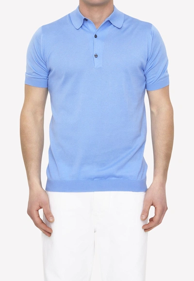 Shop John Smedley Classic Short-sleeved Polo T-shirt In Blue