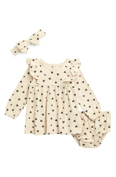 Shop Rabbit And Bear Organic Heart Print Organic Cotton 3-piece Set In Valentine's Day Collection