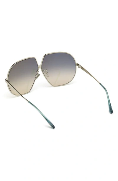 Shop Tom Ford 66mm Geometric Oversize Sunglasses In Palladium / Green