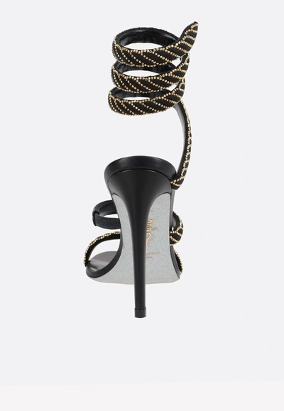 René Caovilla Braided Embellished Satin Sandals In Black