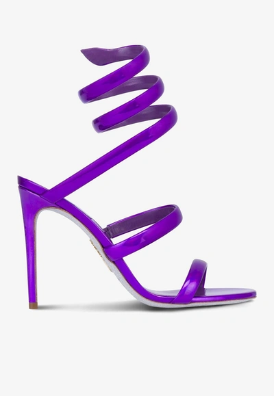 René Caovilla Cleo 110mm Metallic-finish Sandals In Purple