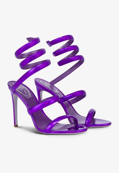 René Caovilla Cleo 110mm Metallic-finish Sandals In Purple