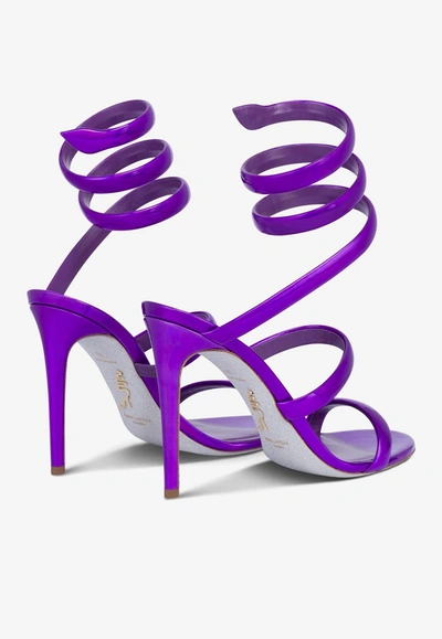 René Caovilla Cleo 110mm Metallic-finish Sandals In Purple