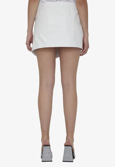 Attico Cloe Lambskin Leather Wrap Miniskirt In White