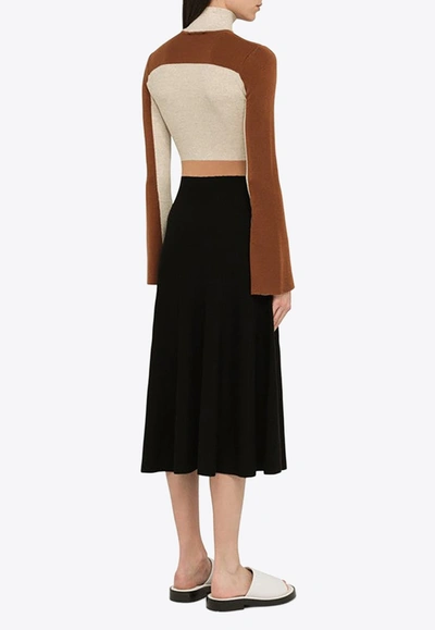 Shop Chloé Color-block Wool A-line Dress In Brown