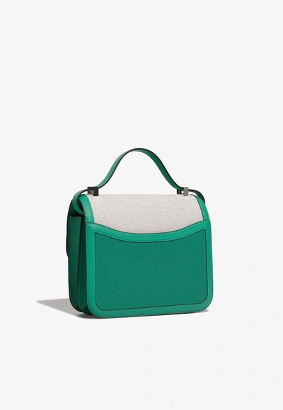 Hermes Constance 24 In Vert Jade Swift And Toile With Palladium Hardware In Vert Jade