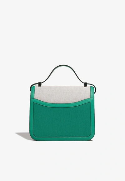 Hermes Constance 24 In Vert Jade Swift And Toile With Palladium Hardware In Vert Jade