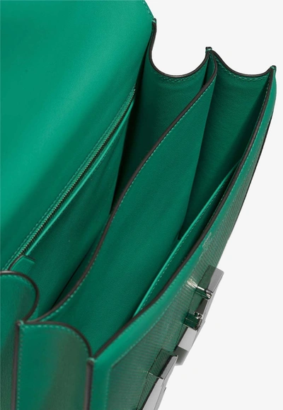 Hermes Constance 24 In Vert Jade Swift And Toile With Palladium Hardware In Vert Jade