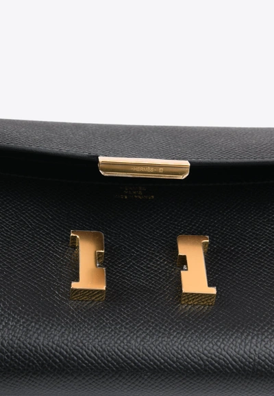 Pre-owned Hermes Constance To Go Wallet In Black Epsom With Gold Hardware