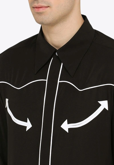 Shop Balmain Contrasting Arrows Shirt In Black