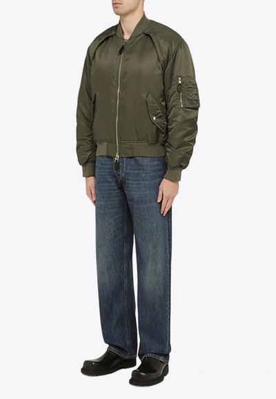 Shop Alexander Mcqueen Convertible Ruched Bomber Jacket In Green