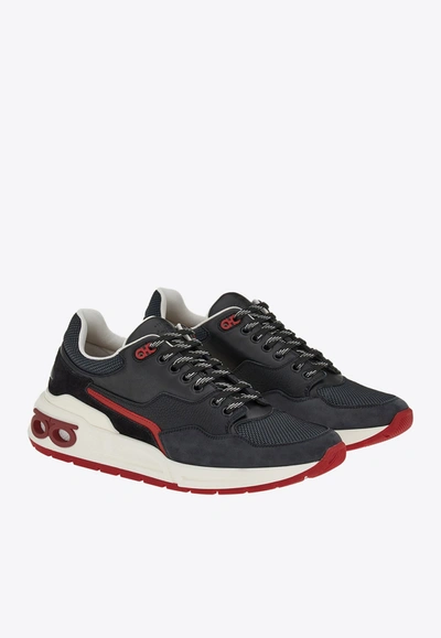 Ferragamo Men's Cosma Gancini Low-top Sneakers In Black