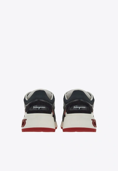 Ferragamo Men's Cosma Gancini Low-top Sneakers In Black