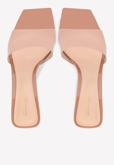 Gianvito Rossi Vernice Block-heel Mules In Blush