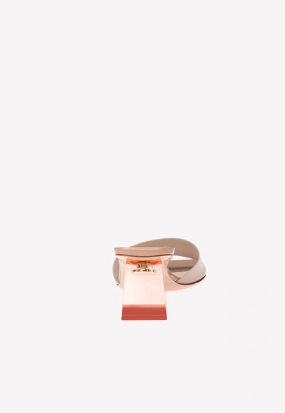 Gianvito Rossi Vernice Block-heel Mules In Blush