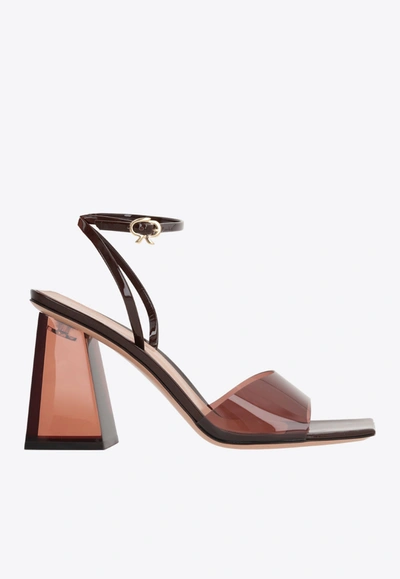 Gianvito Rossi Cosmic Leather-trimmed Tpu Sandals In Brown