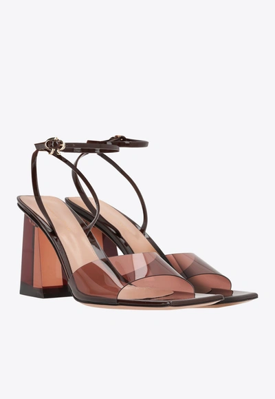 Gianvito Rossi Cosmic Leather-trimmed Tpu Sandals In Brown