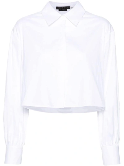 Shop Alice And Olivia Alice + Olivia Finley Cropped Shirt In White