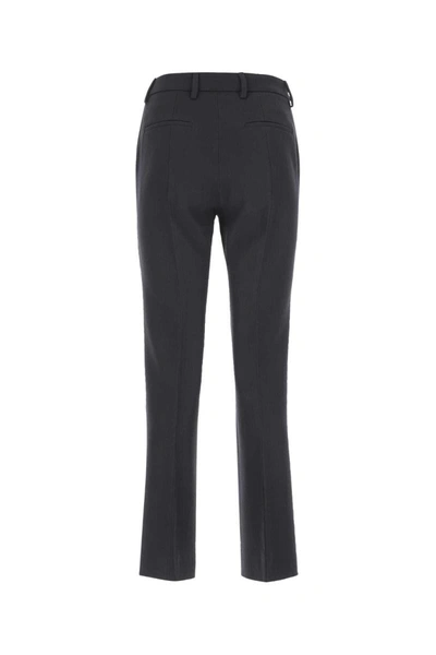 Prada Wool Trousers With Cropped Length And Front Crease In Blue