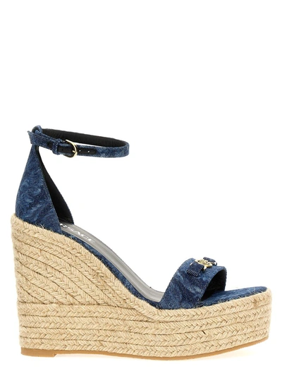 Shop Versace 'barocco' Wedges In Blue