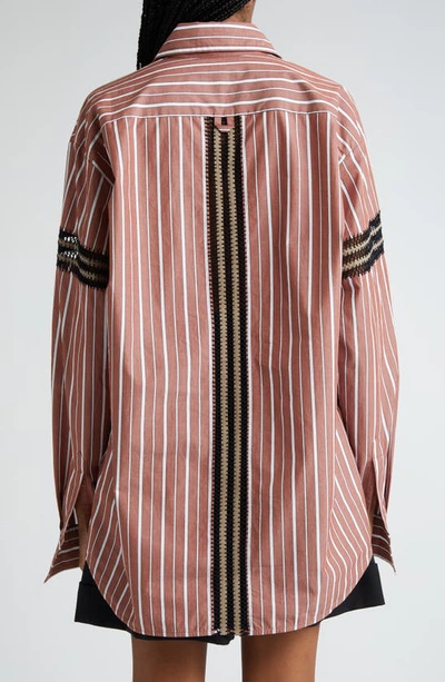 Shop Diotima Winston Stripe Cotton Button-up Shirt In Cocoa Multi