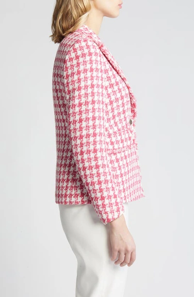 Shop Anne Klein Fringed Tweed Blazer In Camellia Multi
