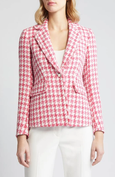 Shop Anne Klein Fringed Tweed Blazer In Camellia Multi