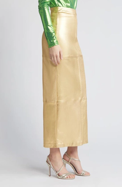 Nikki Lund Iggy Metallic Maxi Skirt In Gold