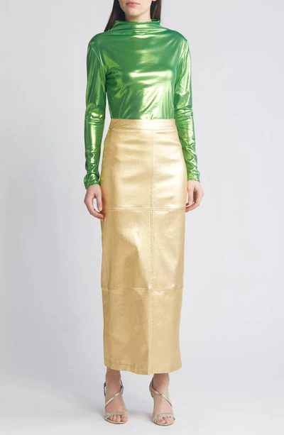 Shop Nikki Lund Iggy Metallic Maxi Skirt In Gold