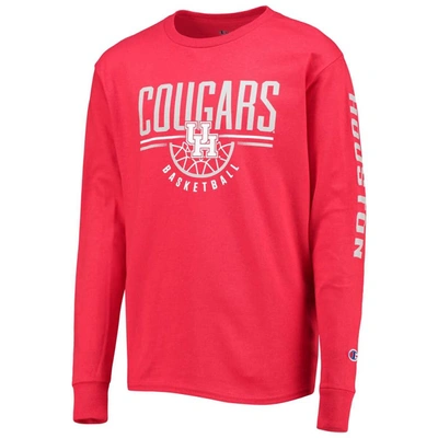 Shop Champion Youth  Red Houston Cougars Basketball Long Sleeve T-shirt