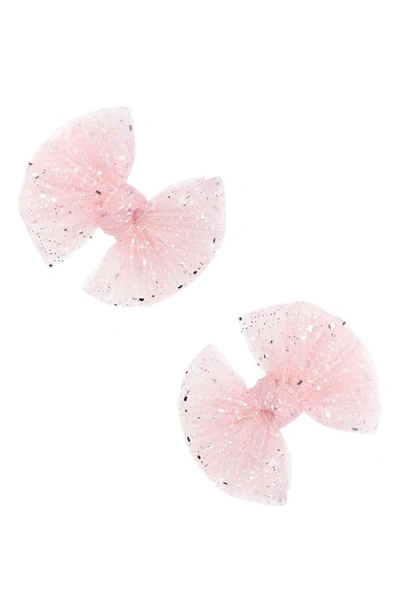 Shop Baby Bling 2-pack Fab Tulle Bow Hair Clips In Princess Pink
