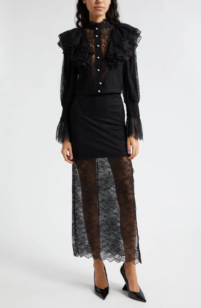 Shop Alice And Olivia Iyanna Lace Maxi Skirt In Black
